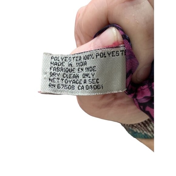 Vintage Elaine Gold for Collection XIIX Purple Patchwork Fringed Sheer Art Scarf - Picture 7 of 13